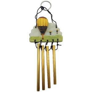 Wind Chimes Resin Yellow Hot Air Balloon Sky Mountains Metal Rod Home Decor